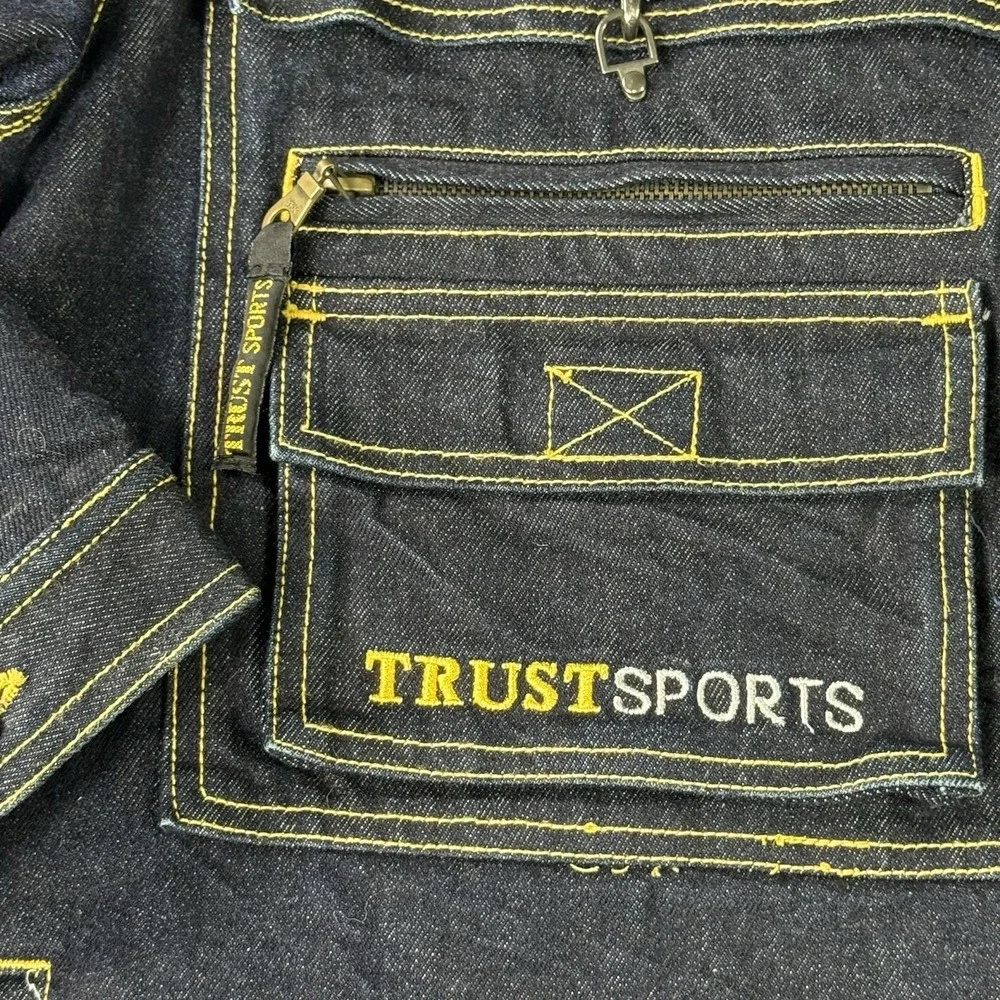 Trust Sports Collection Jean Jacket 2XL Trucker Baggy Y2K‎ Streetwear Fireman